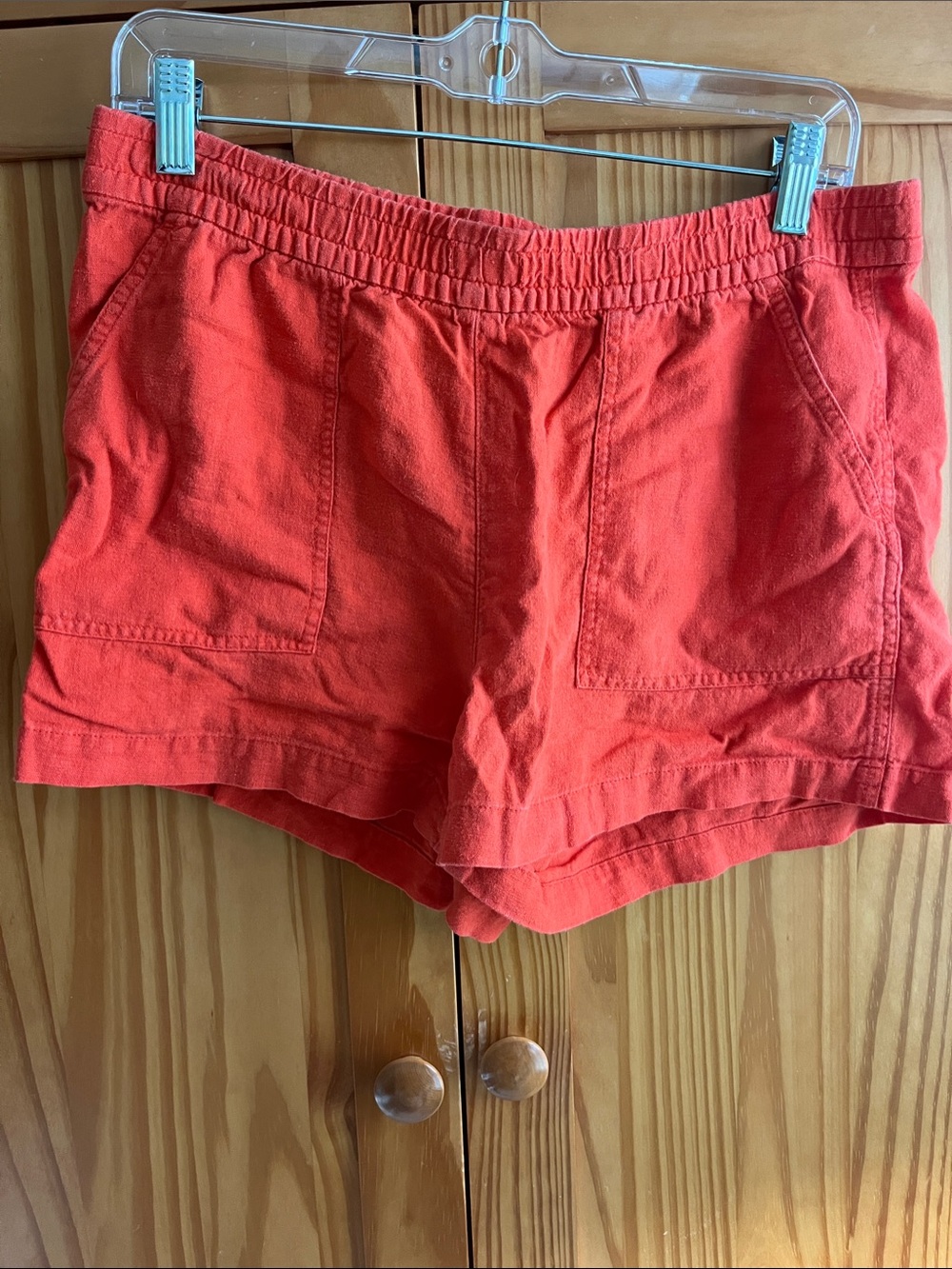 J. Crew orange linen blend  High-Waist Elastic Shorts